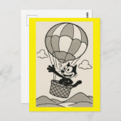 Cartoon Cat In Cartoon Ballon Basket Postkarte (Vorne/Hinten)