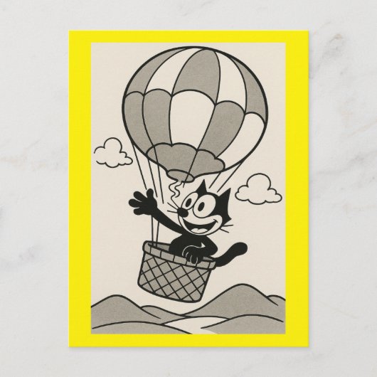 Cartoon Cat In Cartoon Ballon Basket Postkarte (Vorderseite)