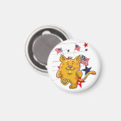 Cartoon Cat mit amerikanischer Flagge Magnet (Vorderseite/Rückseite)