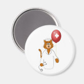 Cartoon Cat Nurse mit Ballon Magnet (Vorderseite/Rückseite)