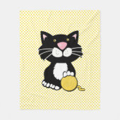 Cartoon Cat on Polka Dot Fleece Blanket (Vorderseite)