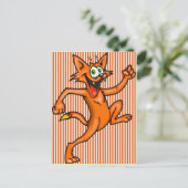 Cartoon Cat on Run Postkarte (Stehend Vorderseite)