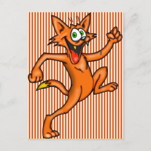 Cartoon Cat on Run Postkarte