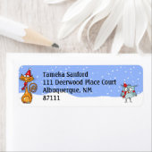 Cartoon Cat & Owl, Schnee, Winteradresse Rückgabe (Insitu)