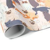 Cartoon Cat Pet Muster Geschenk Geschenkpapier (Rolleneckpunkt)