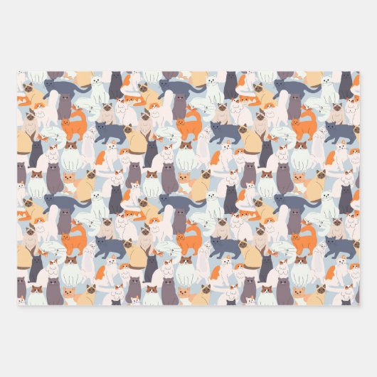 Cartoon Cat Pet Muster Geschenk Geschenkpapier Set (Vorderseite)