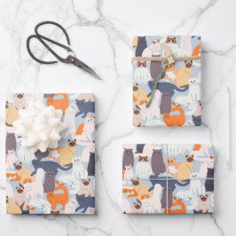 Cartoon Cat Pet Muster Geschenk Geschenkpapier Set