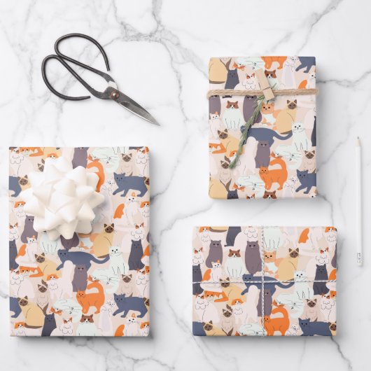 Cartoon Cat Pet Muster Geschenk Geschenkpapier Set (Vorderseite)