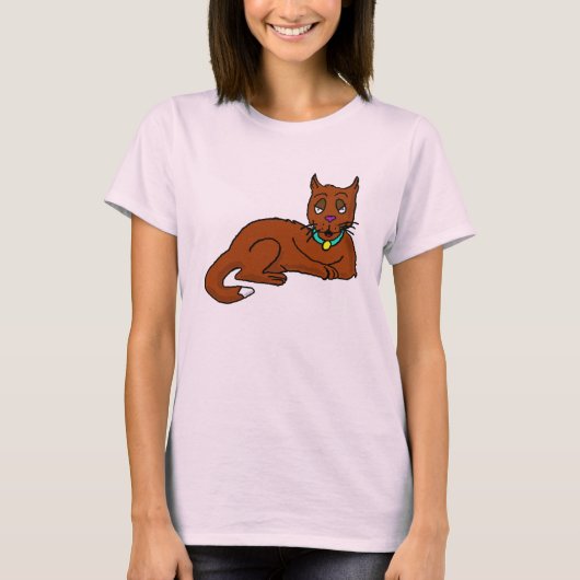 Cartoon Cat Sitting T-Shirt (Vorderseite)