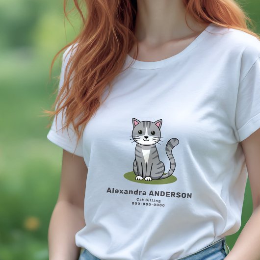 Cartoon Cat Sitting Tri-Blend Shirt