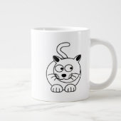 Cartoon Cat Sitzen mit Neugier Jumbo-Tasse (Rechts)