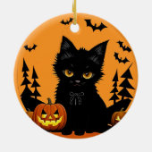 Cartoon Cat und Pumpkins unter Vollmond Keramik Ornament (Hinten)