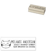 Cartoon Cat Wink Individuelle Name & Rücksendeadre Gummistempel (Stempel)