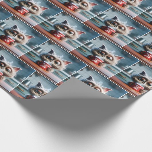 Cartoon Cat With Humorous Text On a Coffee Mug Geschenkpapier (Ecke)