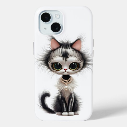 Cartoon Cat with Pearl Necklace Case-Mate iPhone Hülle (Rückseite)