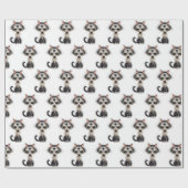 Cartoon Cat with Pearl Necklace Geschenkpapier (Flach)