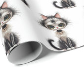 Cartoon Cat with Pearl Necklace Geschenkpapier (Rolleneckpunkt)