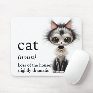 Cartoon Cat with Pearl Necklace Mousepad