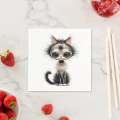 Cartoon Cat with Pearl Necklace Serviette (Beispiel)