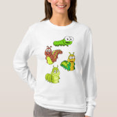 Cartoon Caterpillar Characters Adorable Insects T-Shirt (Vorderseite)