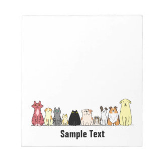 cartoon cats and dogs note pad notizblock
