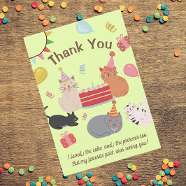 Cartoon Cats Birthday Party Thank You Card Dankeskarte