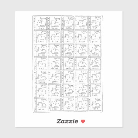 Cartoon Cats Different Meow Languages  Aufkleber (Blatt)