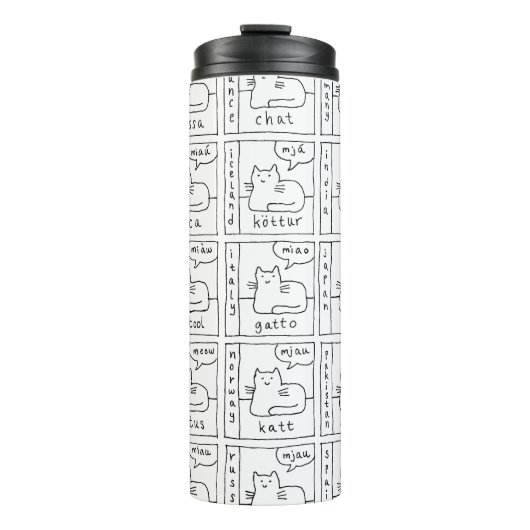 Cartoon Cats Different Various Languages Meow Thermosbecher (Vorderseite)