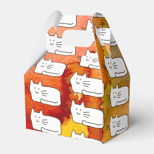 Cartoon Cats Doodle Line Drawing Favor Boxes Geschenkschachtel (Vorderseite)