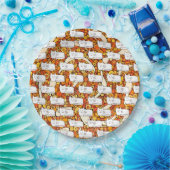 Cartoon Cats Doodle Line Drawing Pappteller (Party)