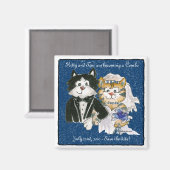 Cartoon Cats Hochzeitssache Speichern Sie die Datu Magnet (Vorderseite/Rückseite)