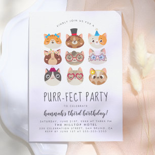 Cartoon Cats Kids's Purr-fect Geburtstagspartei Einladung