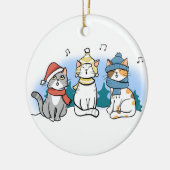 Cartoon Cats singen ein fröhliches Weihnachtslied Keramik Ornament (Links)