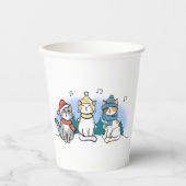 Cartoon Cats Singen Weihnachtslieder Pappbecher (Vorderseite)