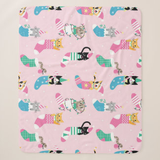 Cartoon Cats Weihnachten Nahtloses Muster Sherpadecke