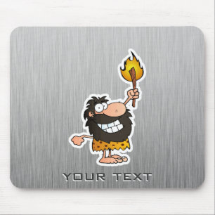 Cartoon Caveman; Metallaussehen Mousepad