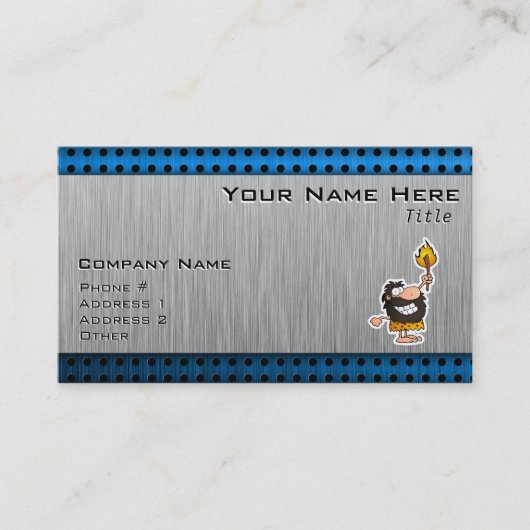 Cartoon Caveman; Metallaussehen Visitenkarte (Vorderseite)