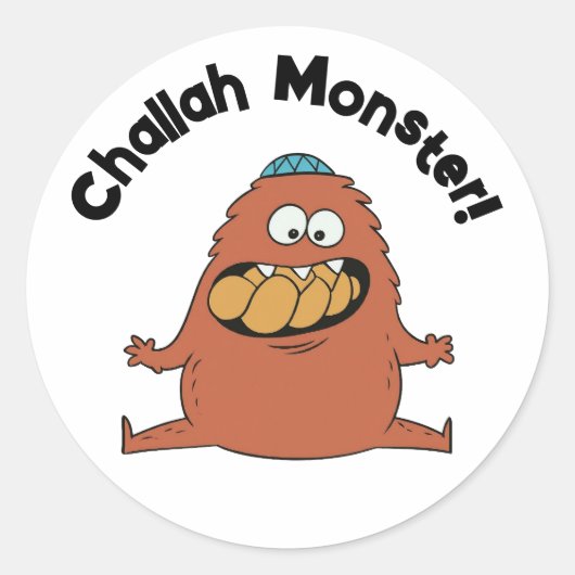 Cartoon Challah Monster Shabbat Sticker (Vorderseite)