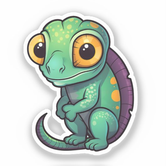 Cartoon Chameleon Aufkleber (Vorderseite)