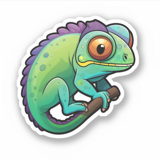 Cartoon Chameleon Aufkleber (Vorderseite)