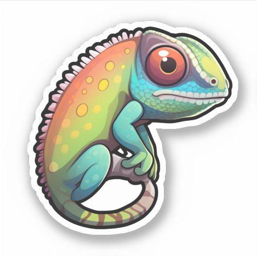 Cartoon Chameleon Aufkleber (Vorderseite)
