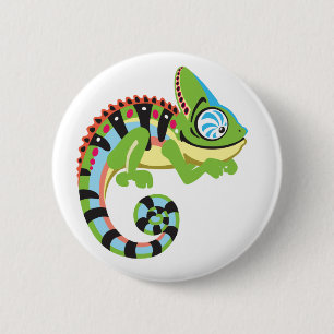 Cartoon Chameleon Button