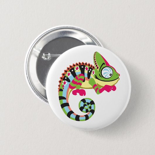 Cartoon Chameleon Button (Vorne & Hinten)