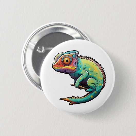 Cartoon Chameleon Button (Vorne & Hinten)