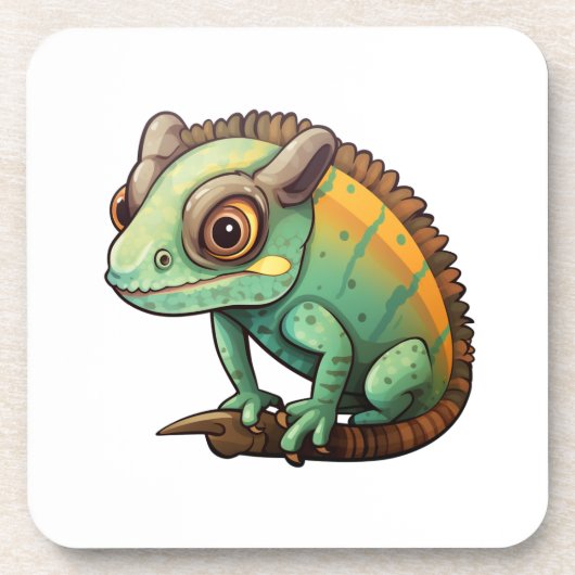 Cartoon Chameleon Getränkeuntersetzer (Vorderseite)