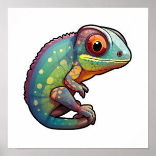 Cartoon Chameleon Poster