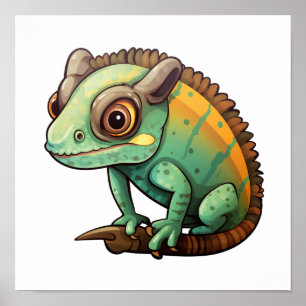 Cartoon Chameleon Poster