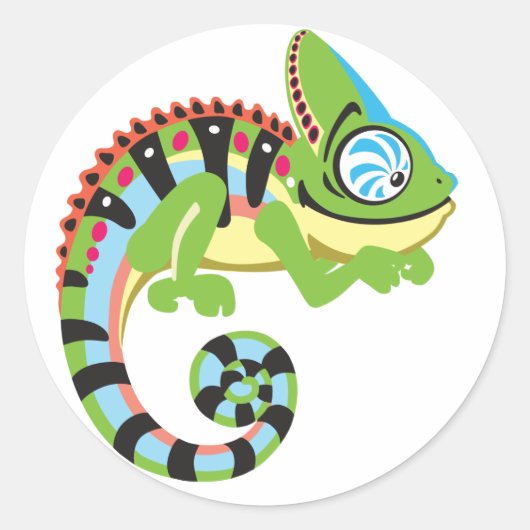 Cartoon Chameleon Runder Aufkleber (Vorderseite)