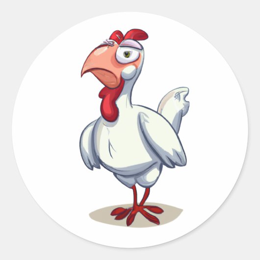 Cartoon Character Chicken Runder Aufkleber (Vorderseite)