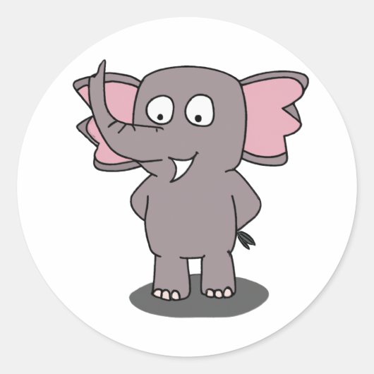 Cartoon Character Elephant Runder Aufkleber (Vorderseite)